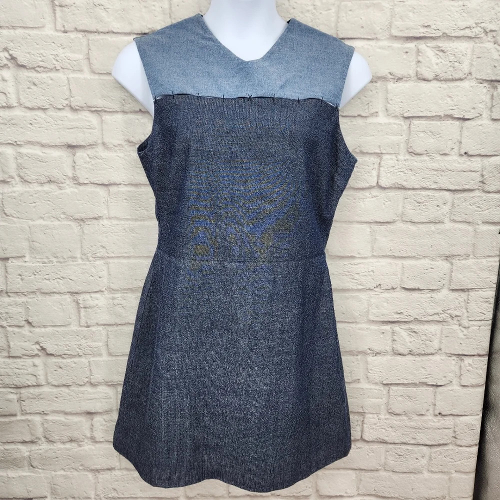 Kate Spade SATURDAY Blue Sleeveless V-Neck Saturday Dress Back Zip Size XL - Picture 2 of 13